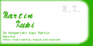 martin kupi business card